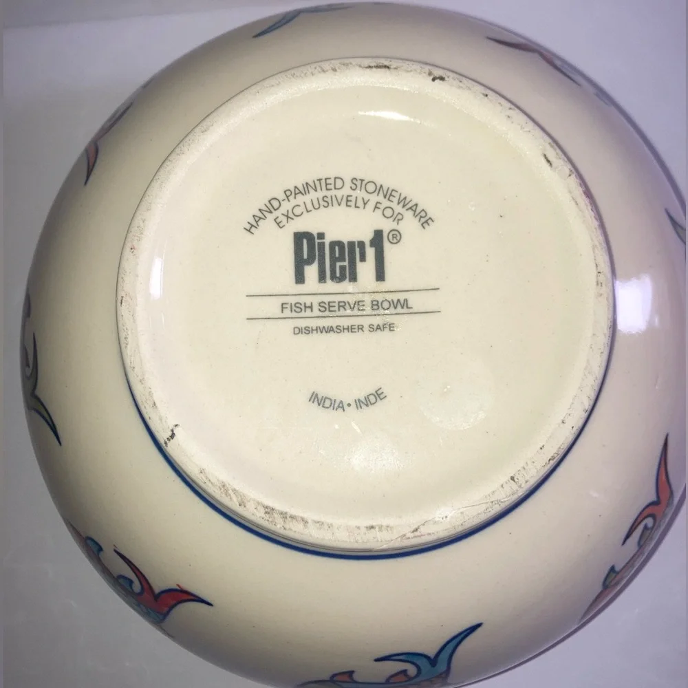 Get ready for the lake! Pier 1 Hand-Painted Koi Fish Medium Serving Bowl  - New!